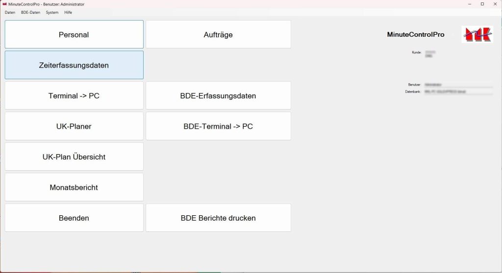 Über die Oberfläche der Zeiterfassung Software können die Daten für das Personal, die Zeiterfassungsdaten und vieles mehr angezeigt und geändert werden.